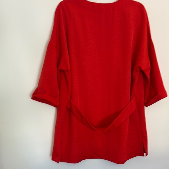 Vilagallo Jacket Red Lightweight 3/4 Sleeve Slouchy Silky Size 44 Large - Picture 7 of 11